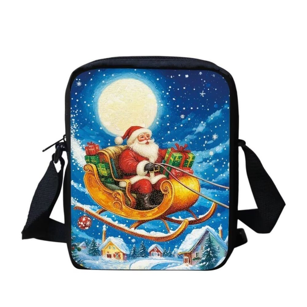 Christmas Crossbody Bag Sling Purse Child Storage Handbag Santa Claus :|